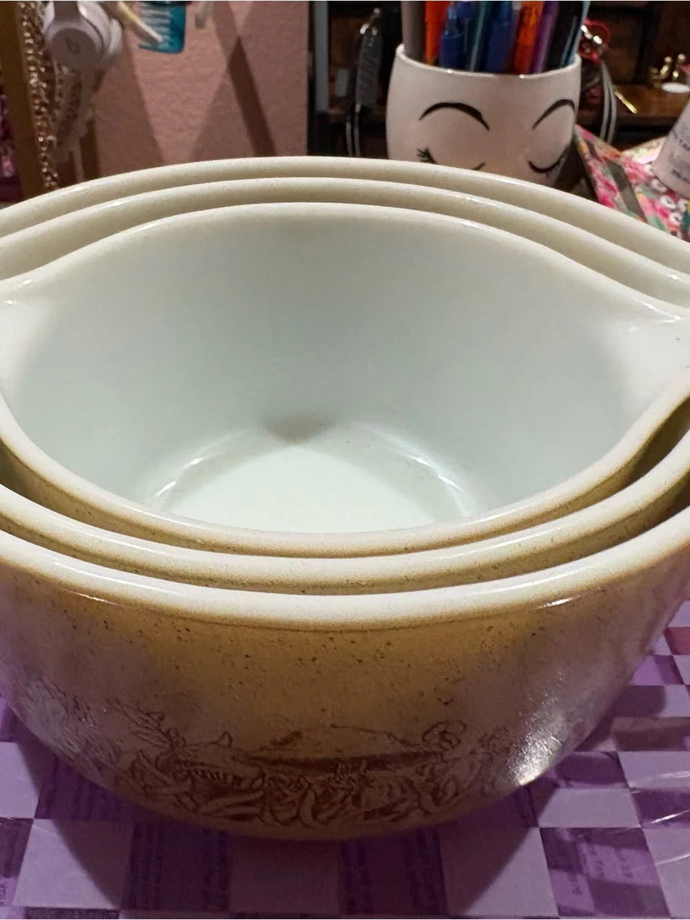Vintage Pyrex Forest Fancies Cinderella Nesting Bowls 🍄🤎 (3) (Mushroom Bowls)